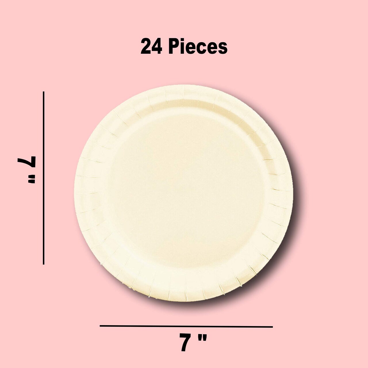 7 Inch Ivory Color Round Paper Dessert Plates 24 Count Party Supplies